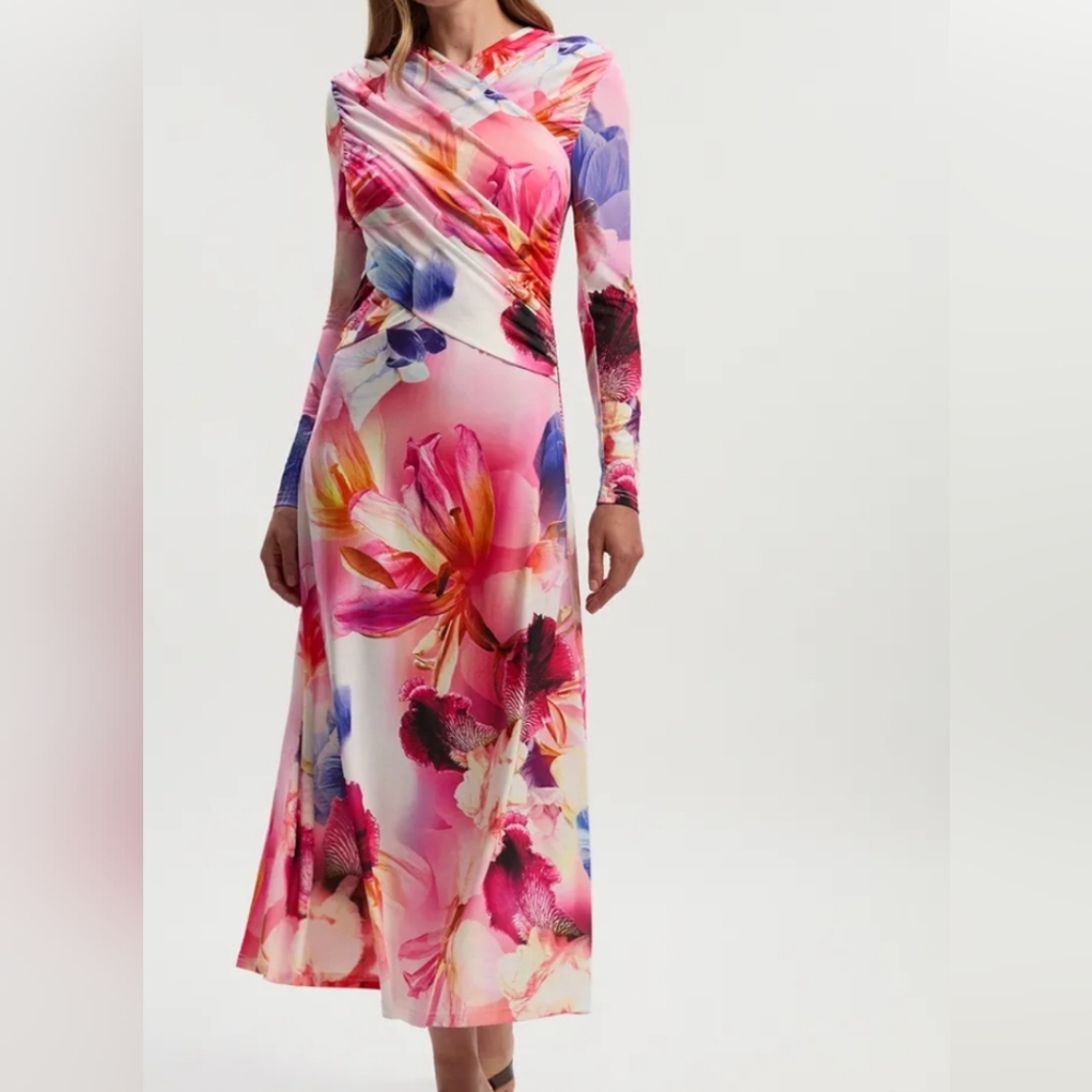 Karen Millen Floral Midi Dress - SIZE S | Wedding Party Event Vacation Style